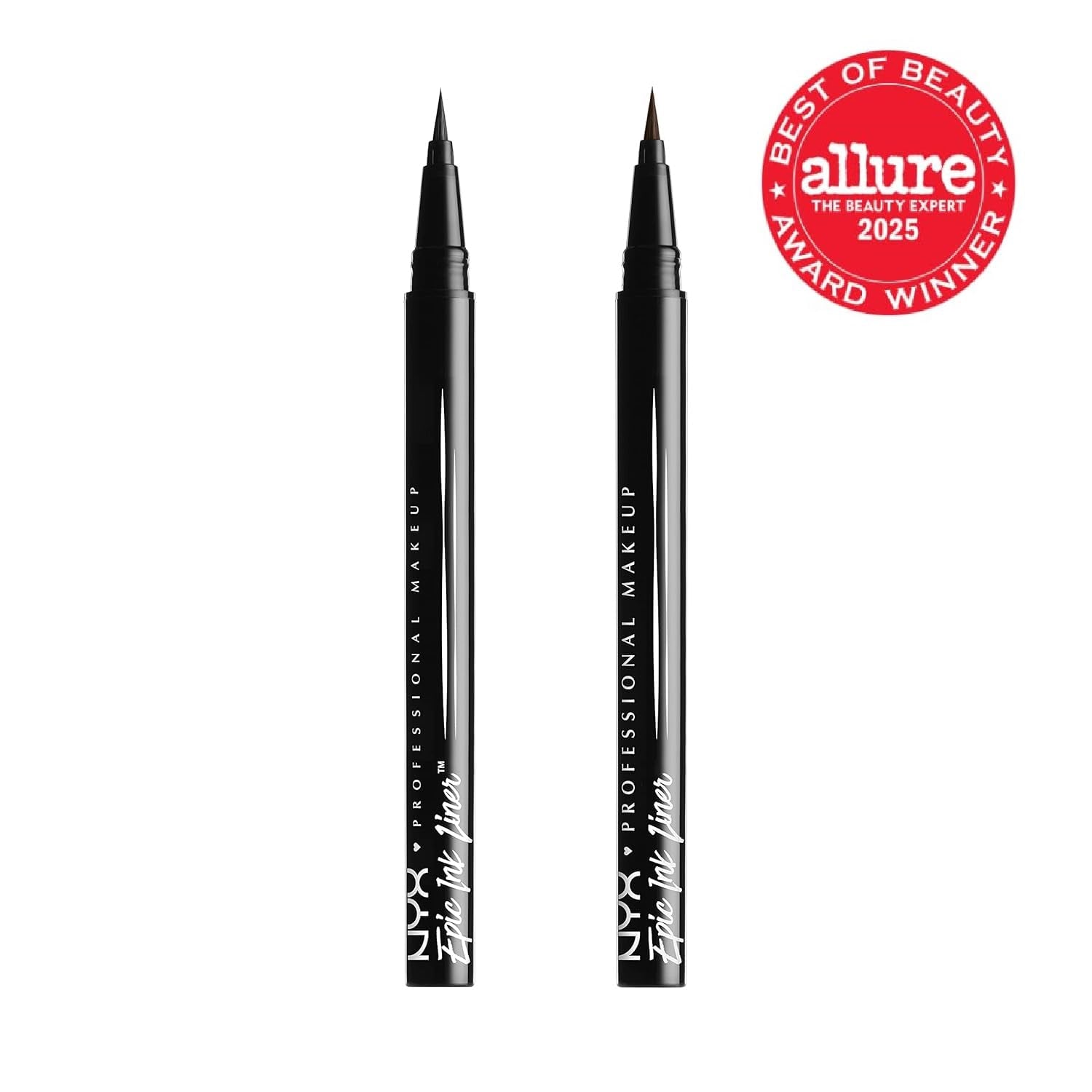 NYX PROFESSIONAL MAKEUP Epic Ink Liner, Waterproof Liquid Eyeliner - Black (Pack of 2), Vegan Formula