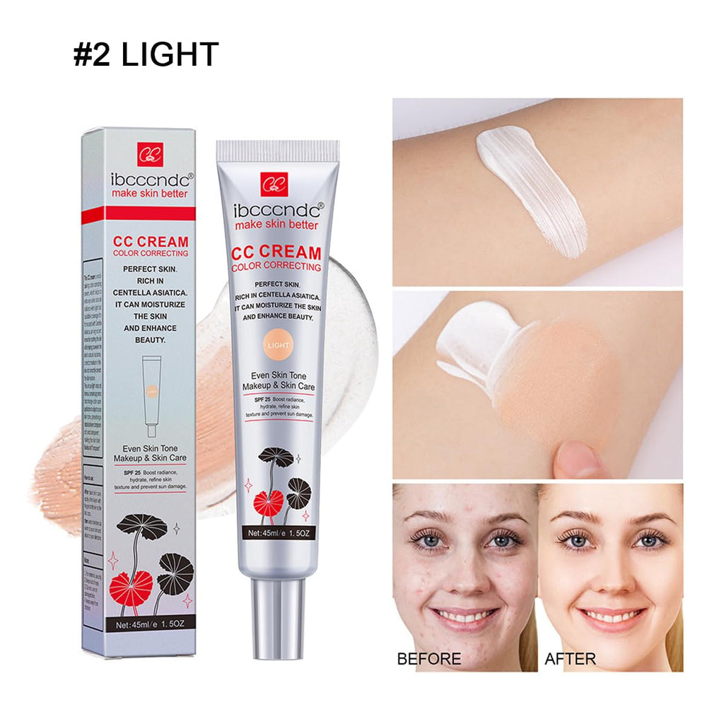 Color Correcting CC Cream with SPF 25, Light, 45 Ml | Full-Coverage Foundation, Hydrating Serum, Refine Skin Texture, Avoid Sun Damage