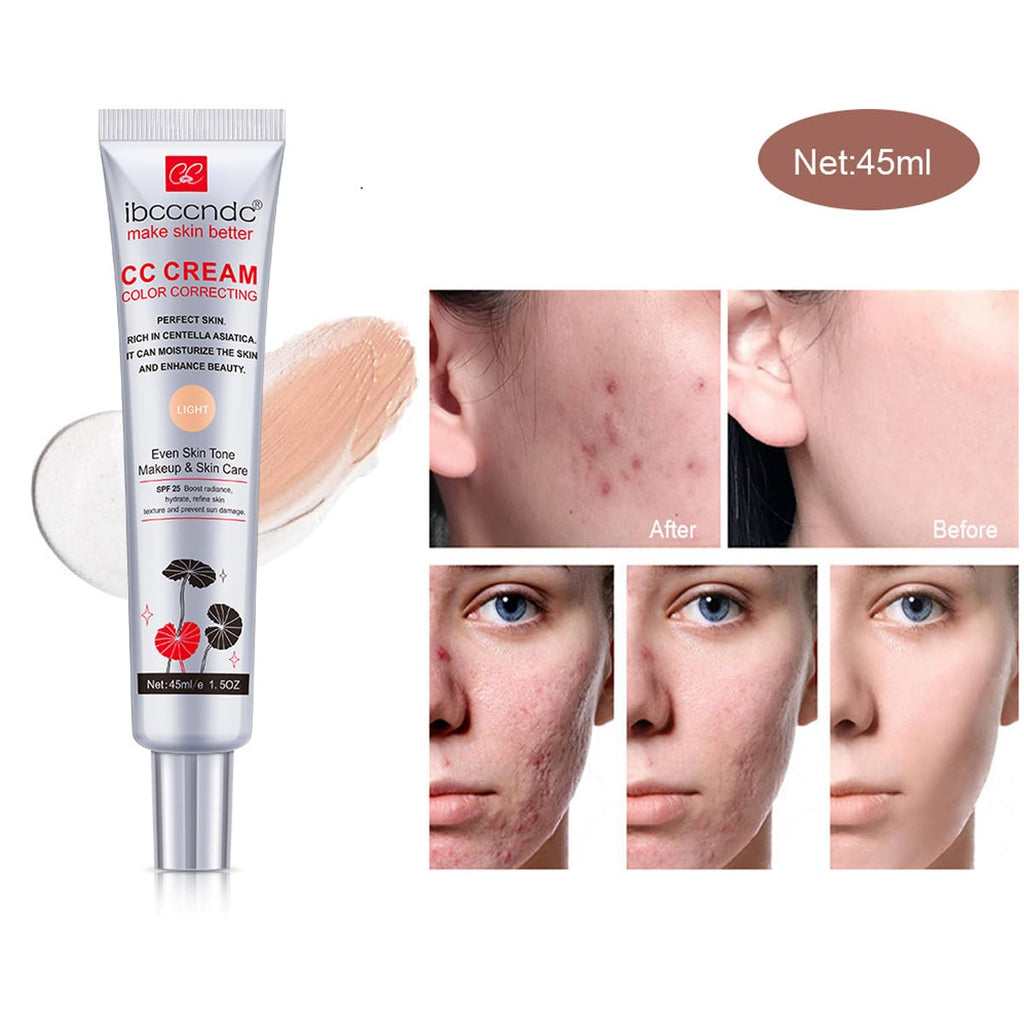 Color Correcting CC Cream with SPF 25, Light, 45 Ml | Full-Coverage Foundation, Hydrating Serum, Refine Skin Texture, Avoid Sun Damage