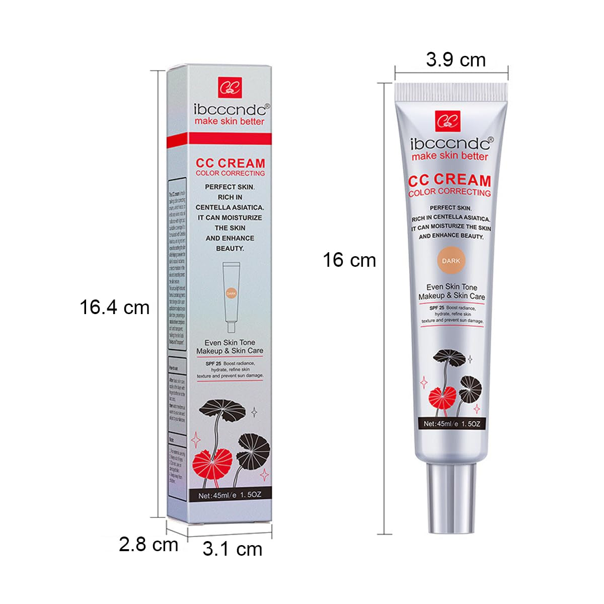Color Correcting CC Cream with SPF 25, Light, 45 Ml | Full-Coverage Foundation, Hydrating Serum, Refine Skin Texture, Avoid Sun Damage